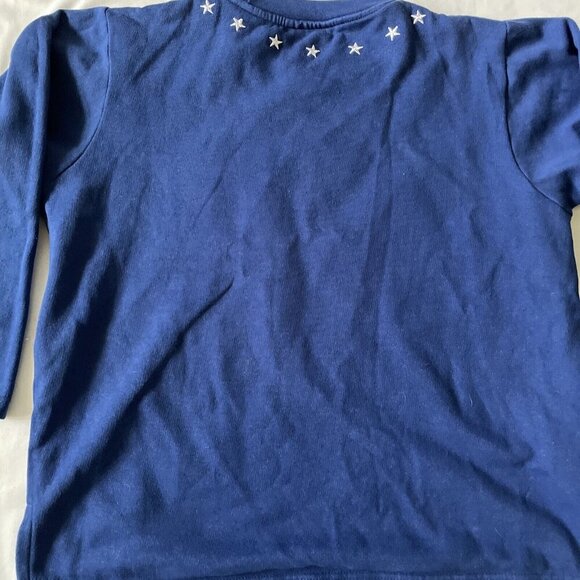 Quacker Factory Womens Blue Long-Sleeve Snowman & American Flag Embellished Shir - Picture 11 of 12